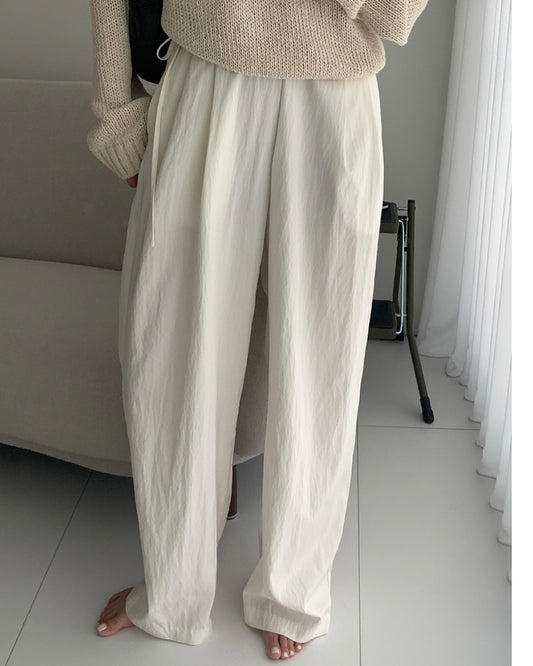 Relaxed Drawstring Rayon Pants