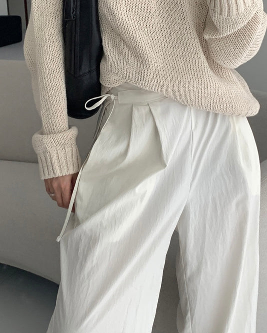 Relaxed Drawstring Rayon Pants