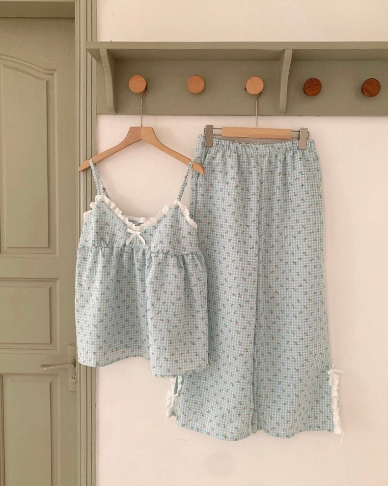 Soft Gingham Floral Sleep Set