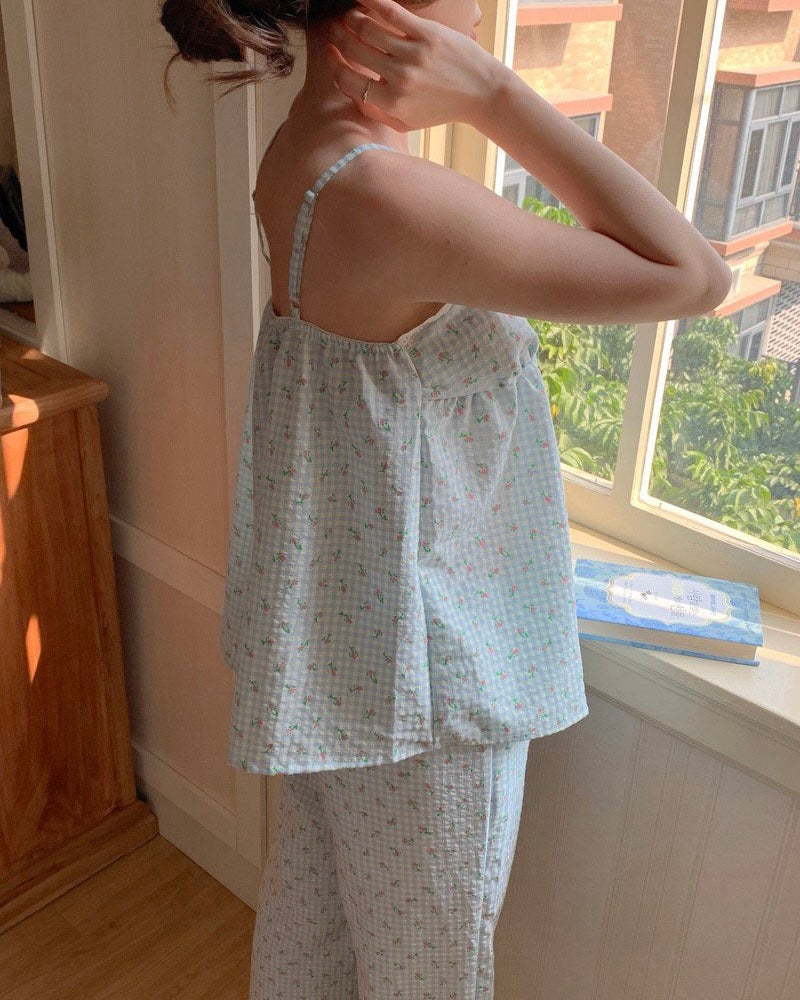 Soft Gingham Floral Sleep Set