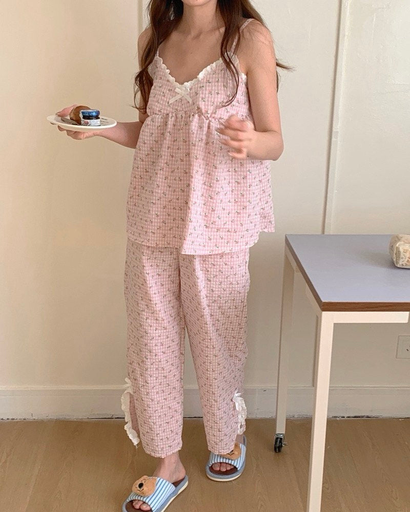 Soft Gingham Floral Sleep Set