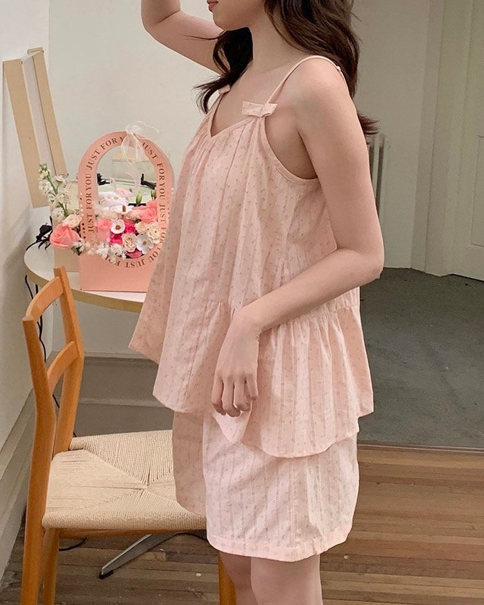 Rosy Ribbon Cami Set