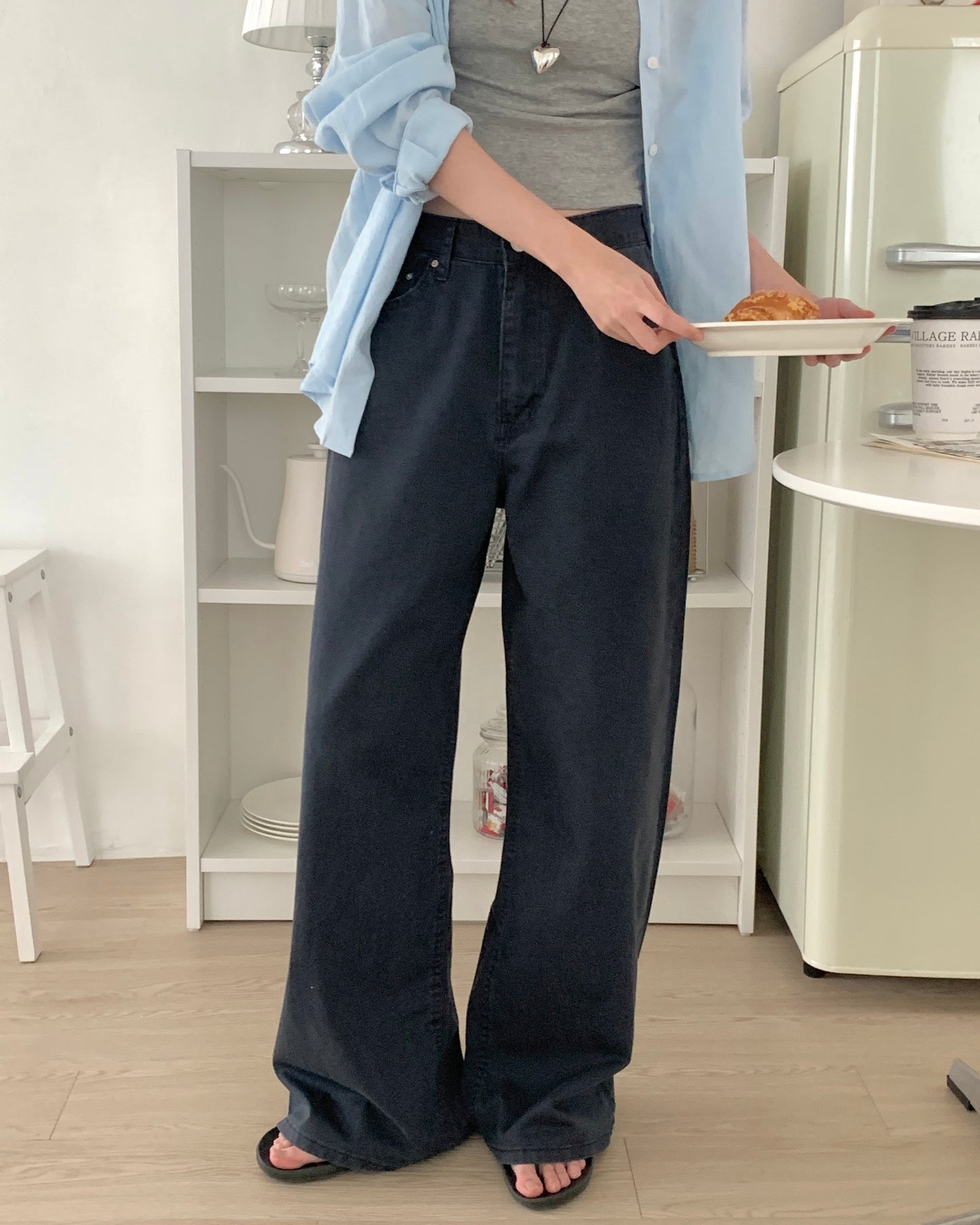 Relaxed Navy Cotton Pants