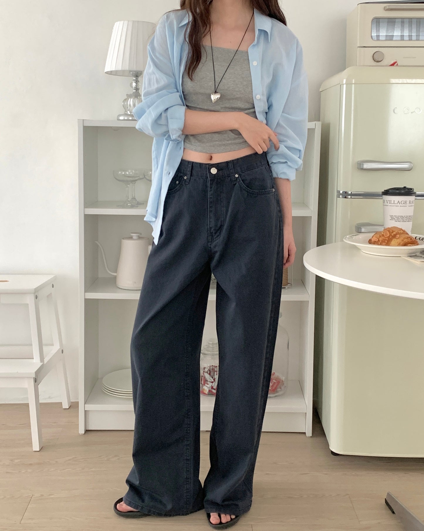 Relaxed Navy Cotton Pants
