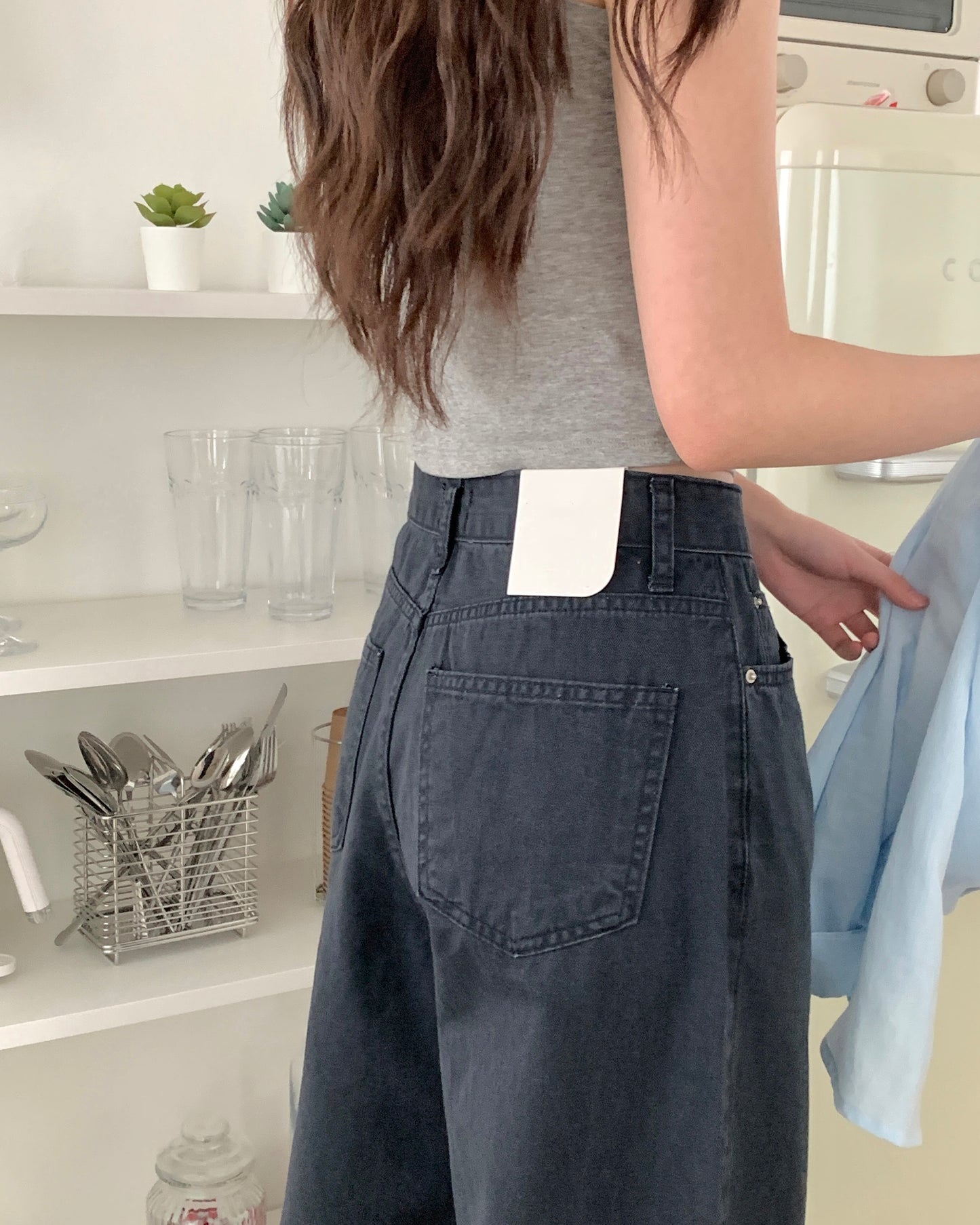Relaxed Navy Cotton Pants