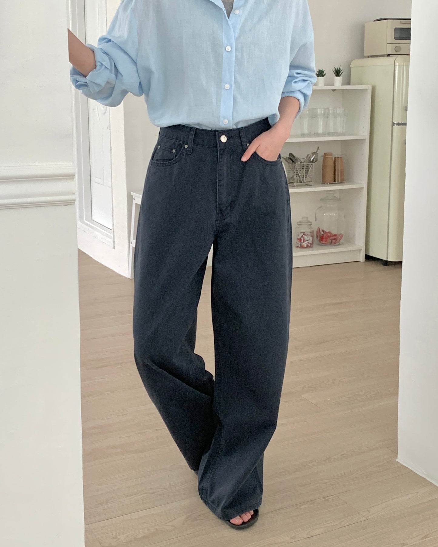 Relaxed Navy Cotton Pants