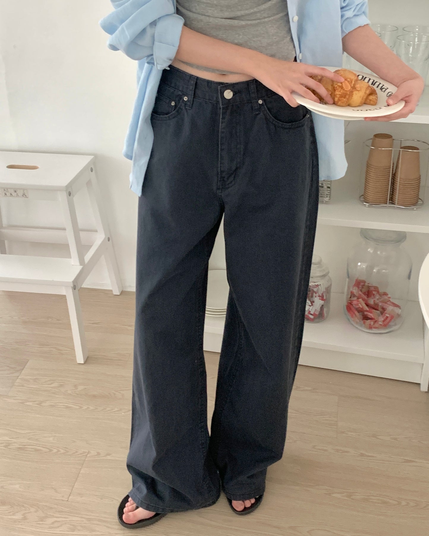 Relaxed Navy Cotton Pants
