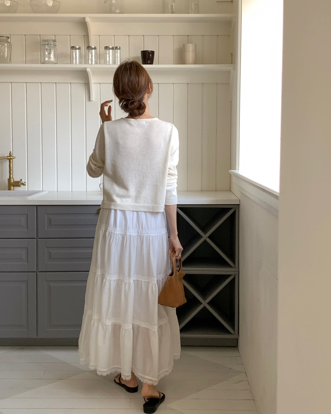 White Lace Tiered Maxi Skirt