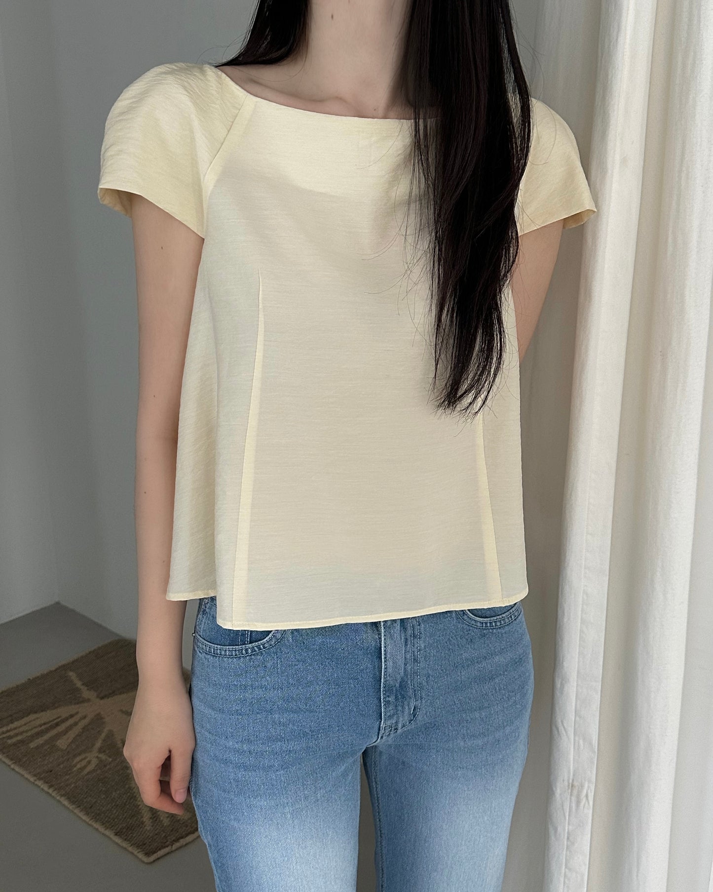 Boat Neck Flare Blouse
