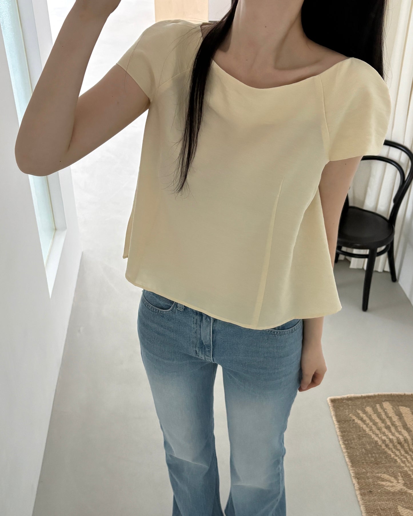 Boat Neck Flare Blouse