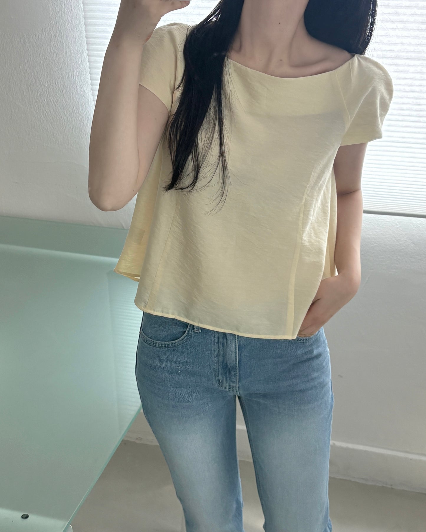 Boat Neck Flare Blouse