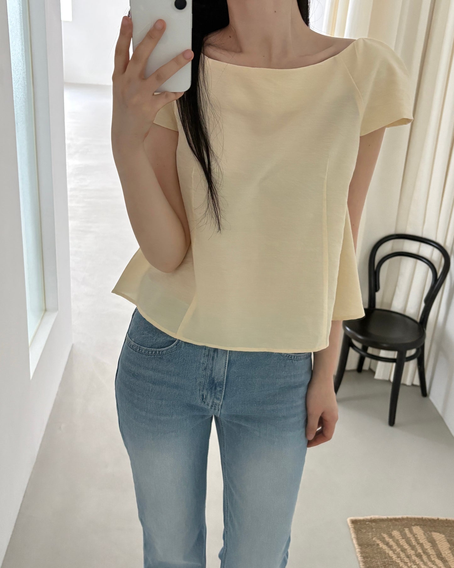 Boat Neck Flare Blouse