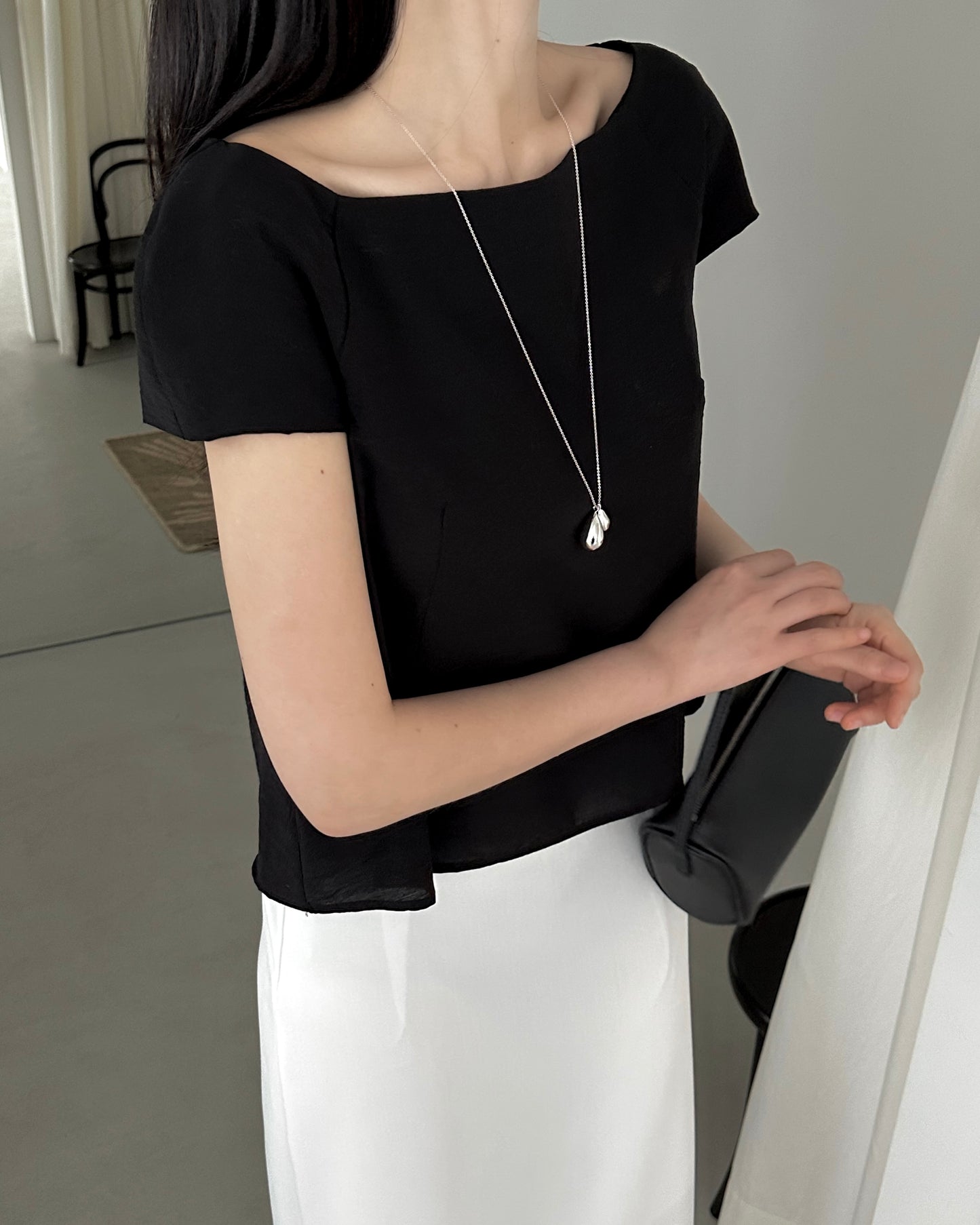 Boat Neck Flare Blouse