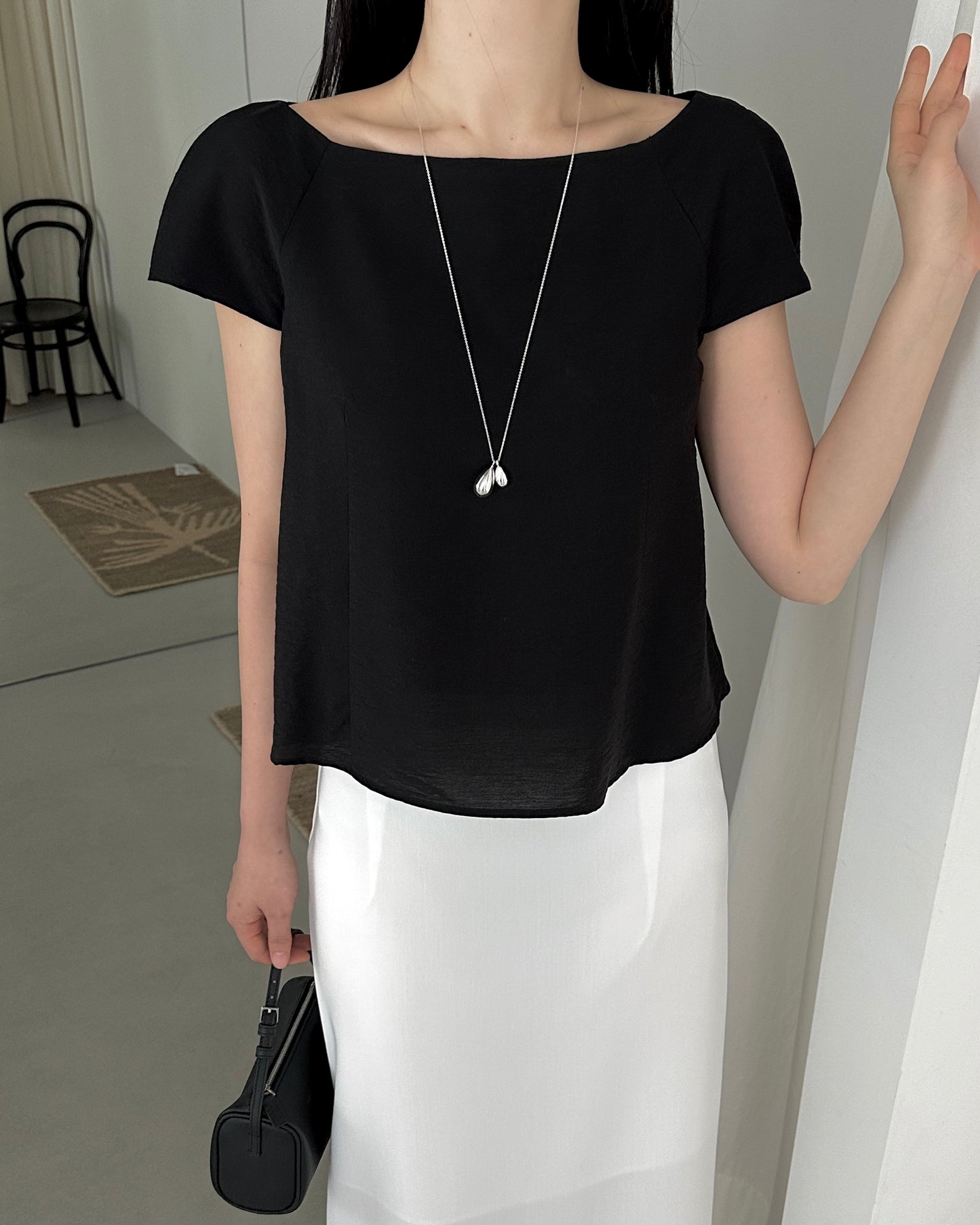 Boat Neck Flare Blouse