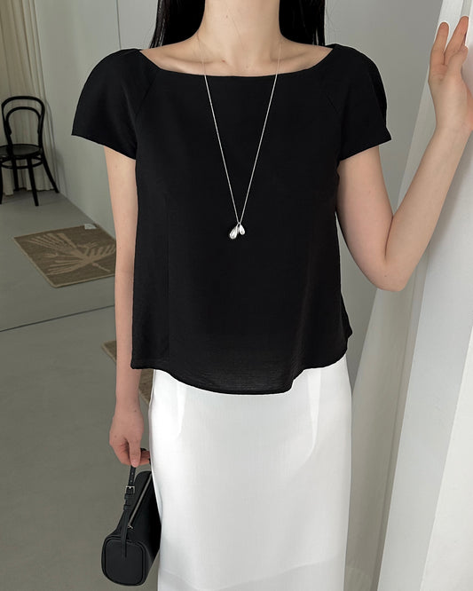 Boat Neck Flare Blouse