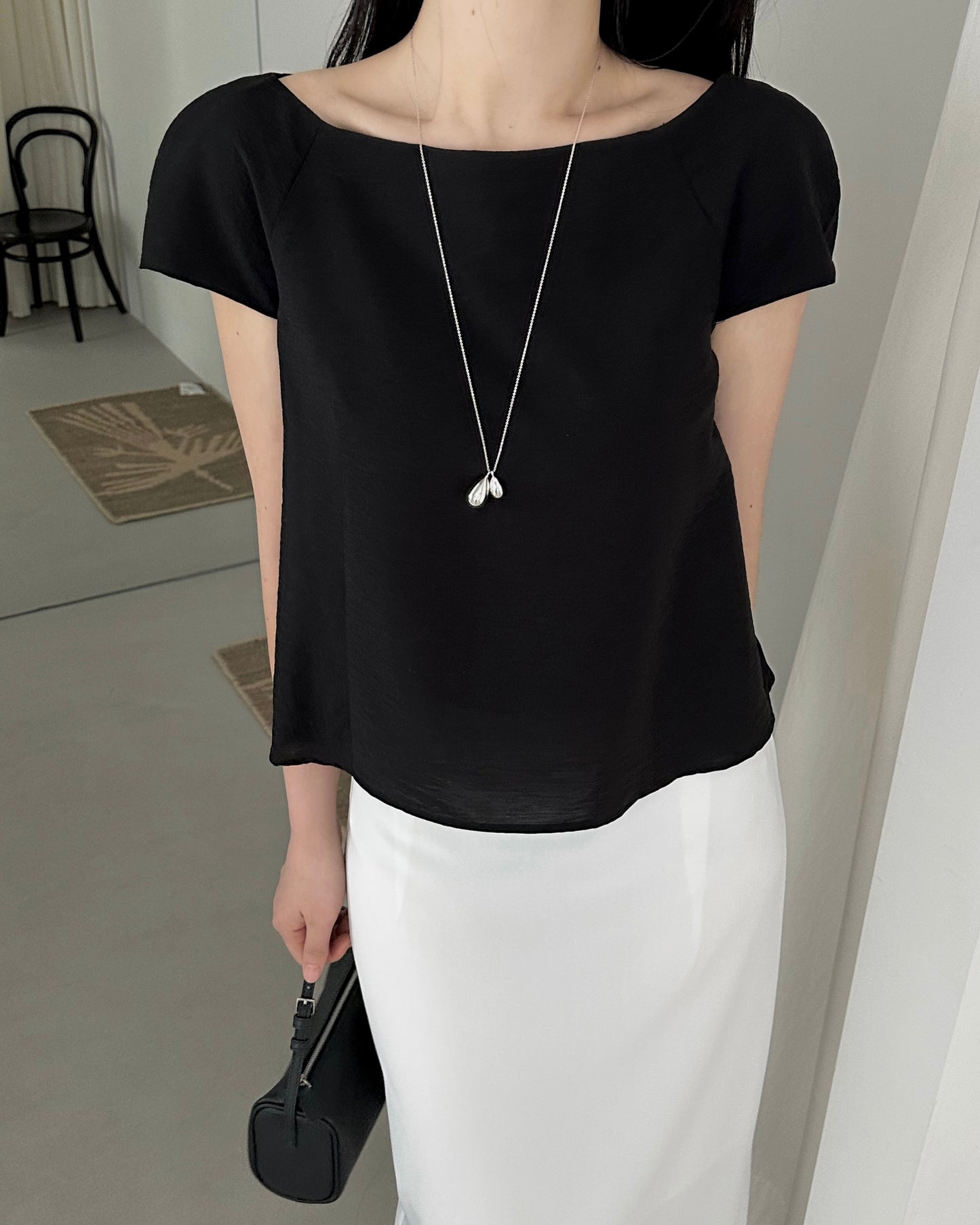 Boat Neck Flare Blouse