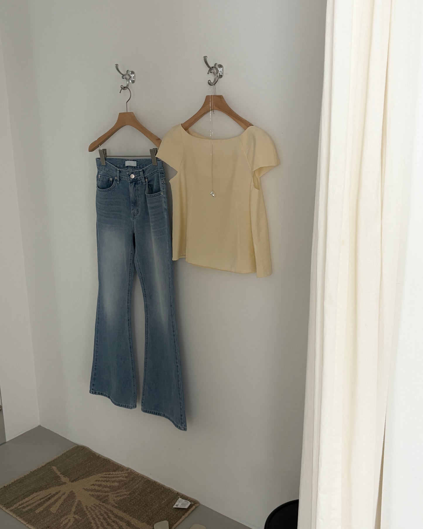 Boat Neck Flare Blouse