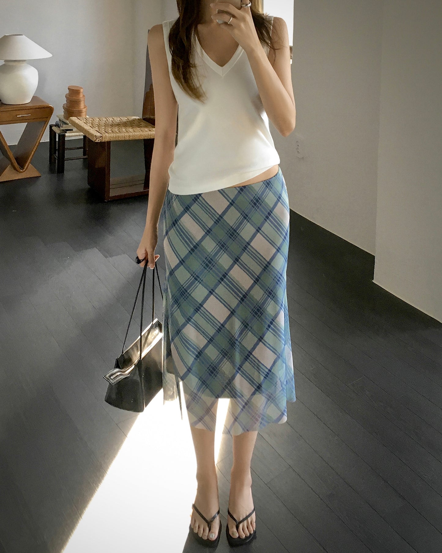 Plaid Midi Skirt