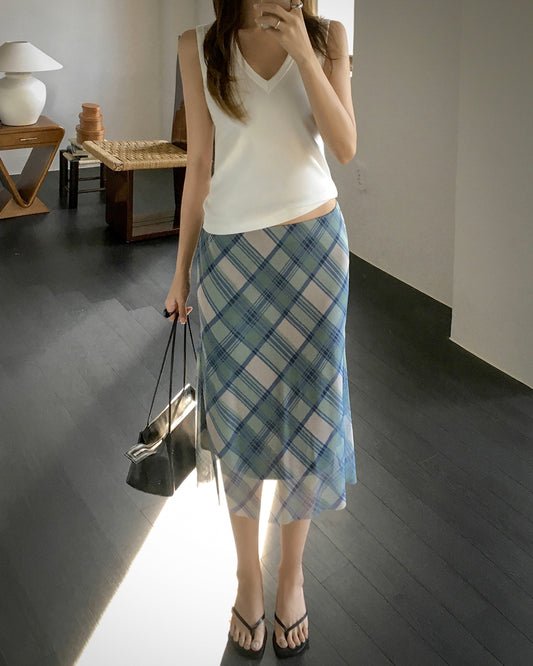 Plaid Midi Skirt
