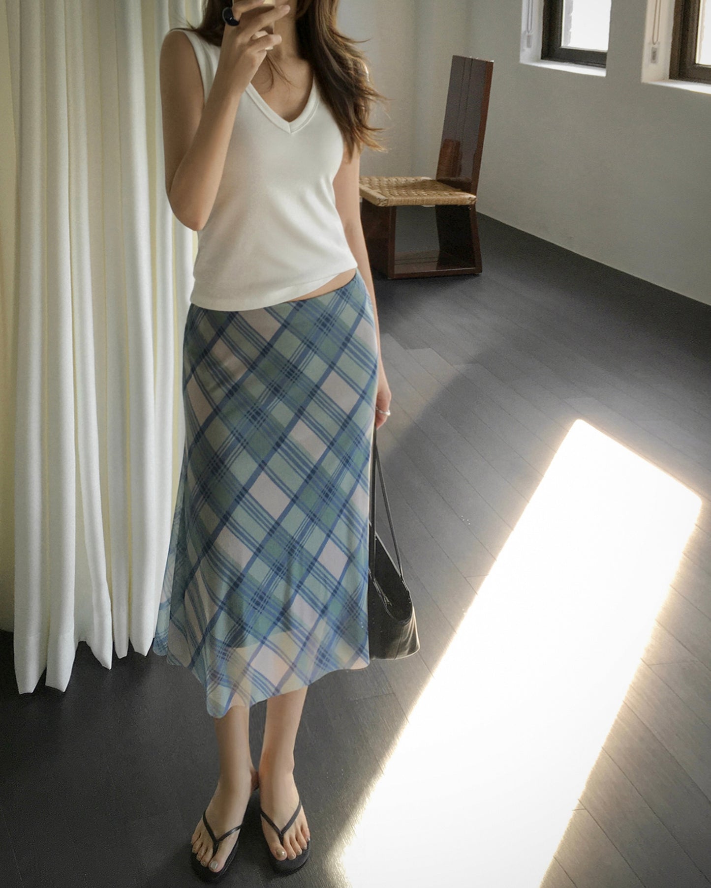 Plaid Midi Skirt