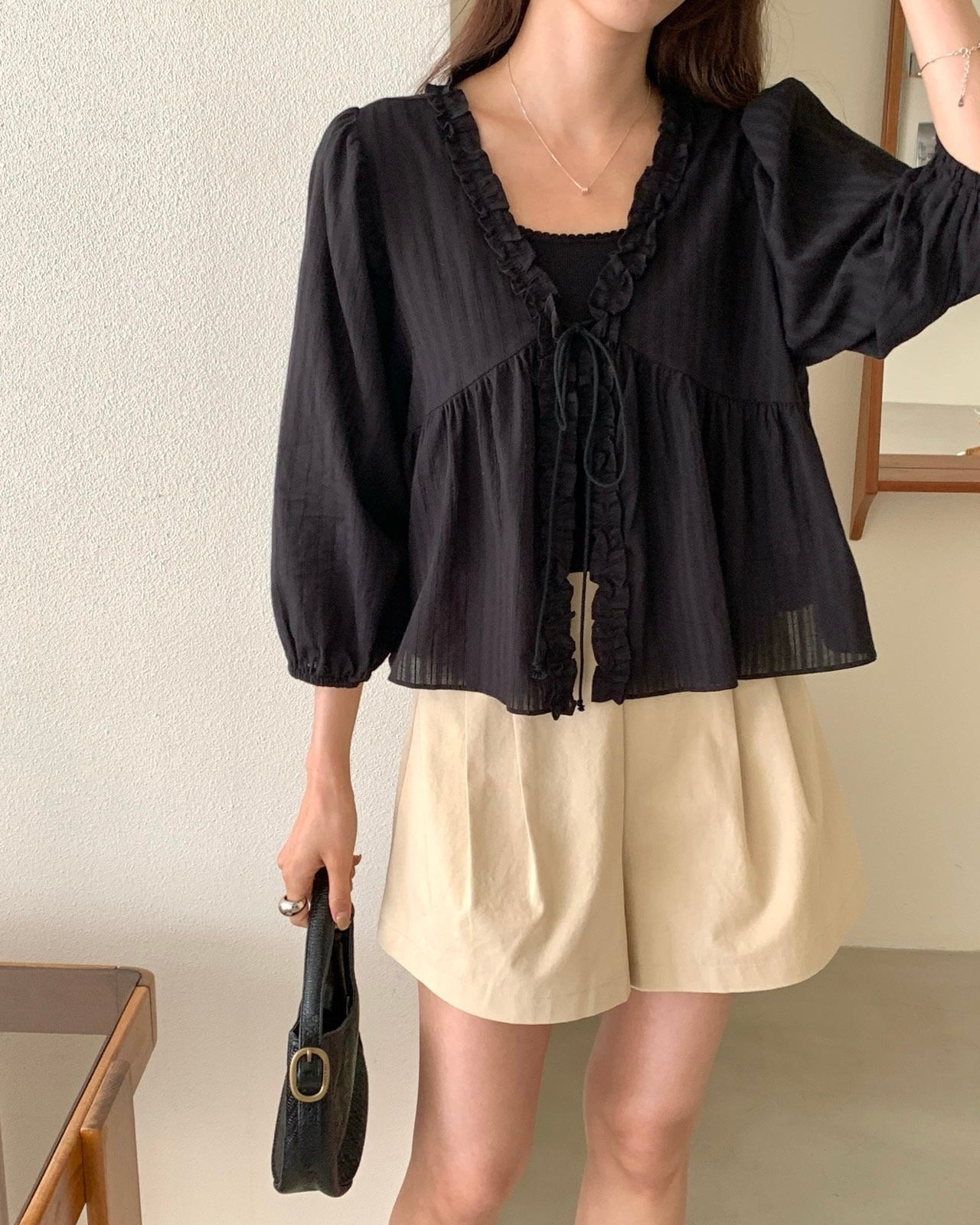 Ruffle Tie Cardigan