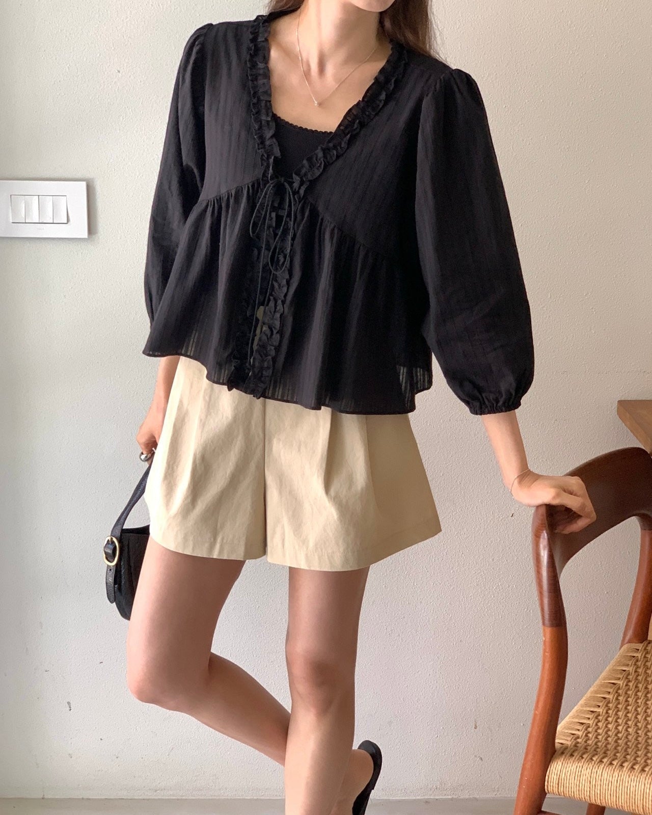 Ruffle Tie Cardigan