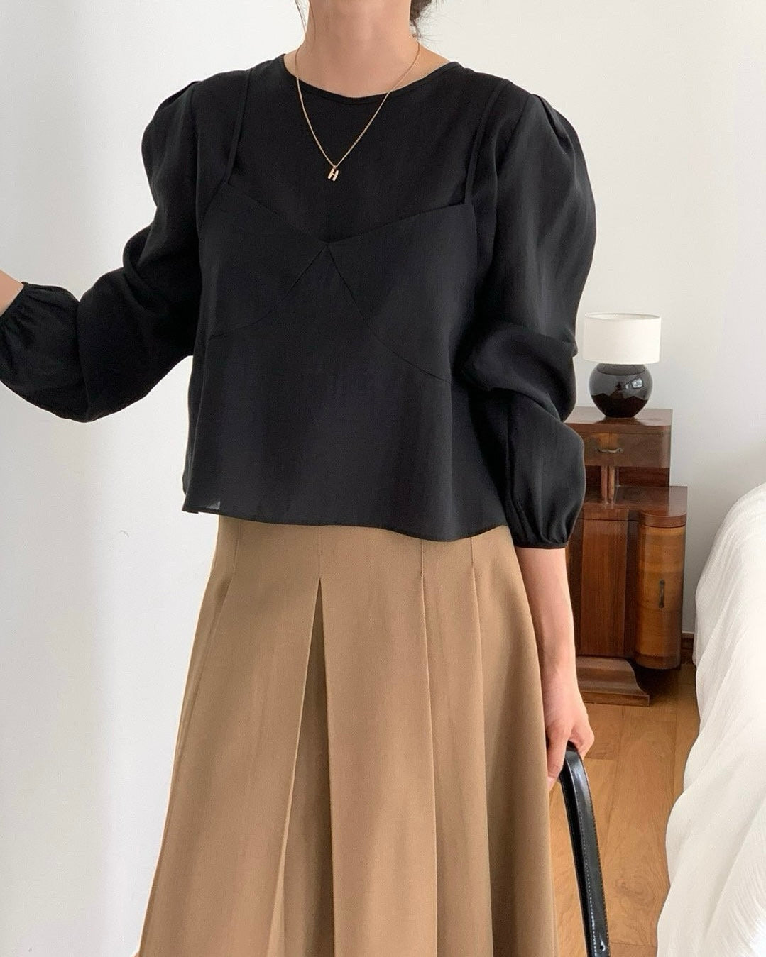 Sheer Overlay Blouse Set