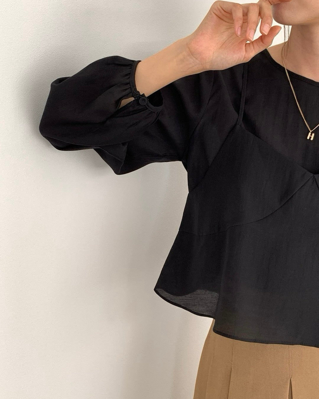 Sheer Overlay Blouse Set