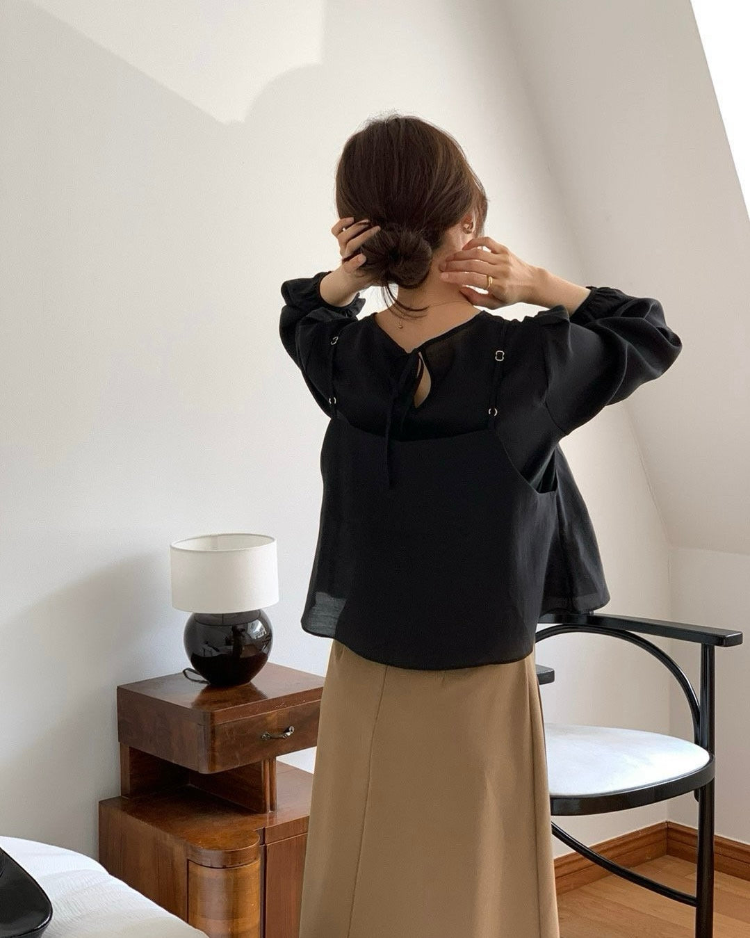 Sheer Overlay Blouse Set