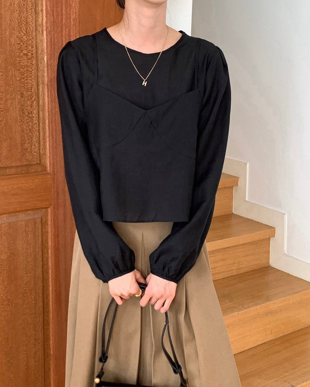 Sheer Overlay Blouse Set