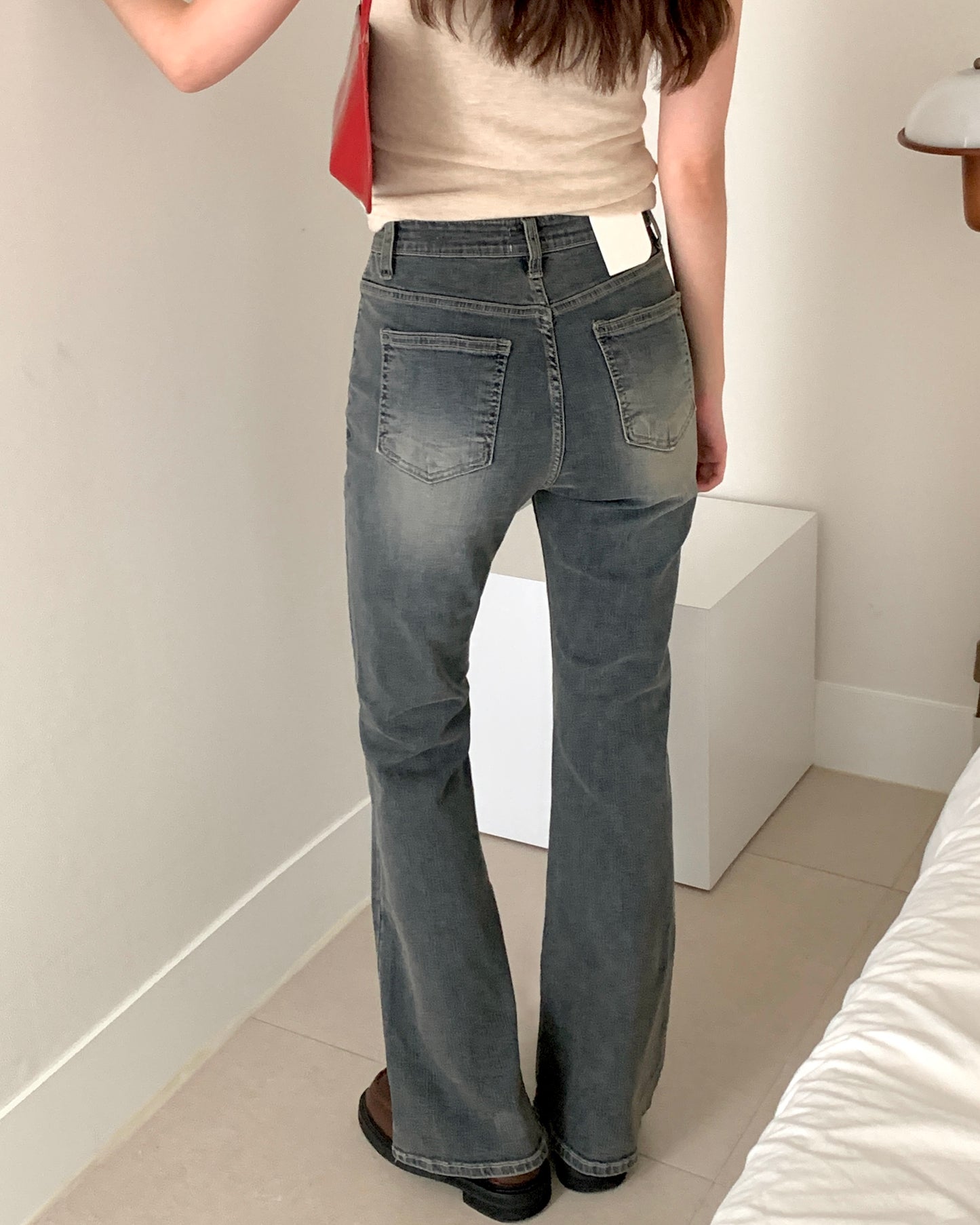 Gray Wash Bootcut Jeans