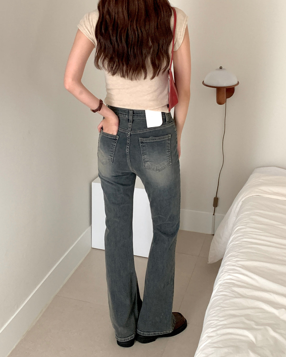 Gray Wash Bootcut Jeans