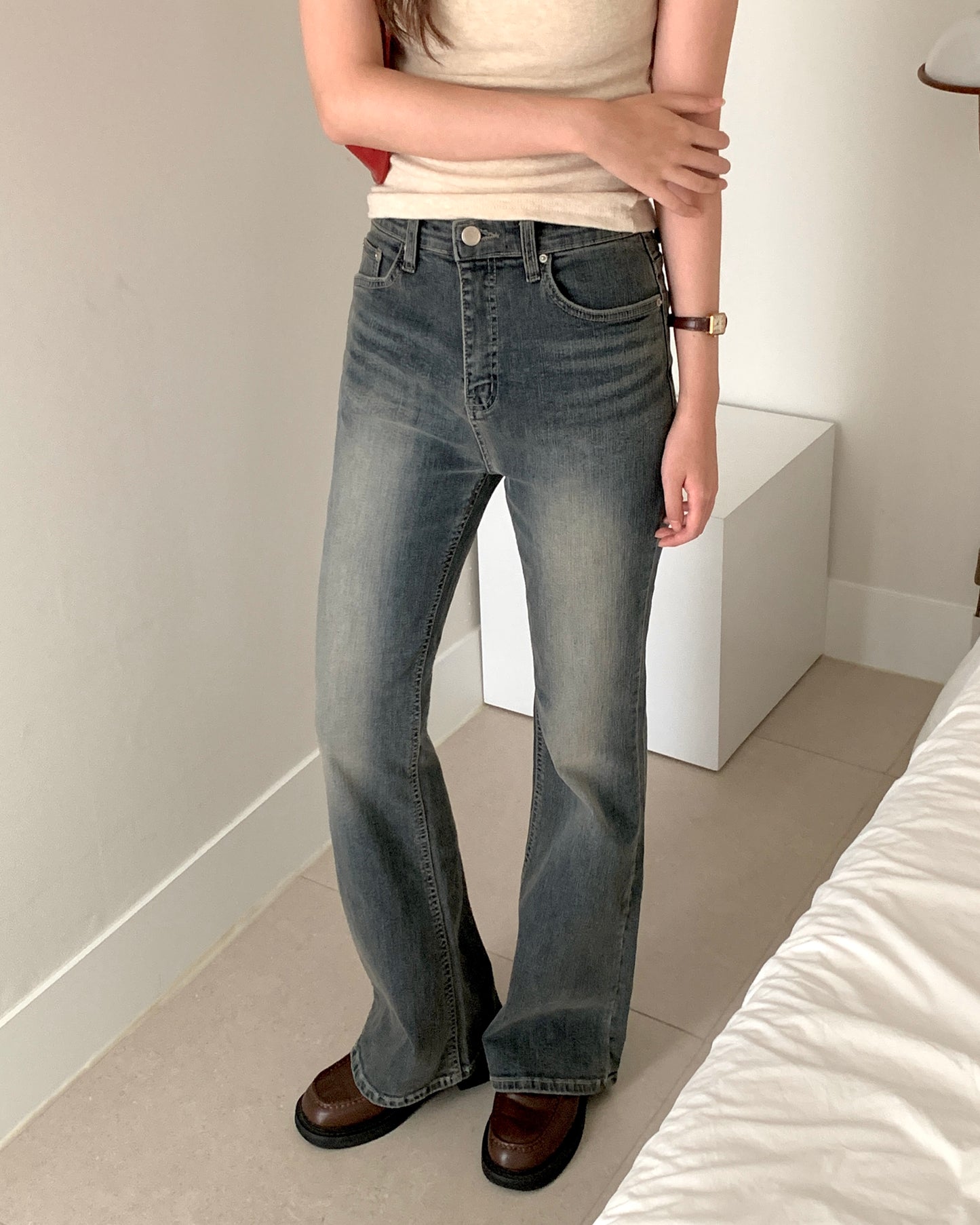 Gray Wash Bootcut Jeans