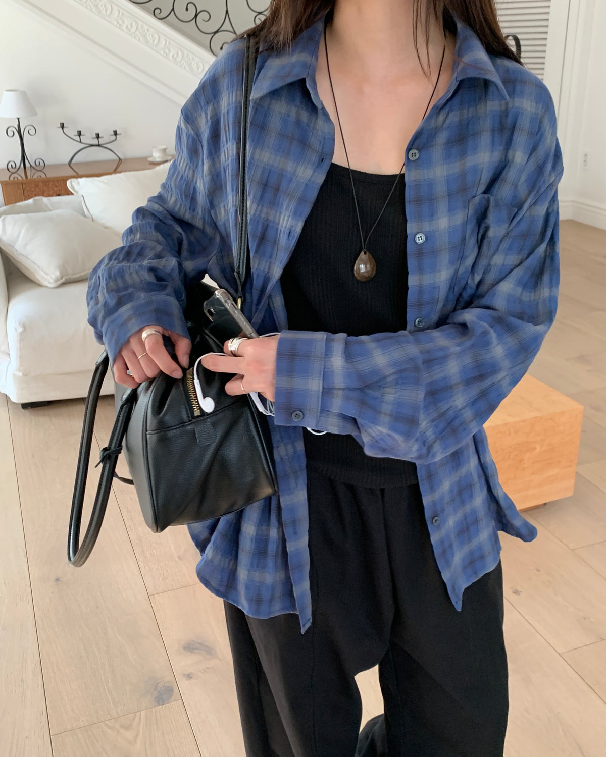 Crinkle Plaid Shirt