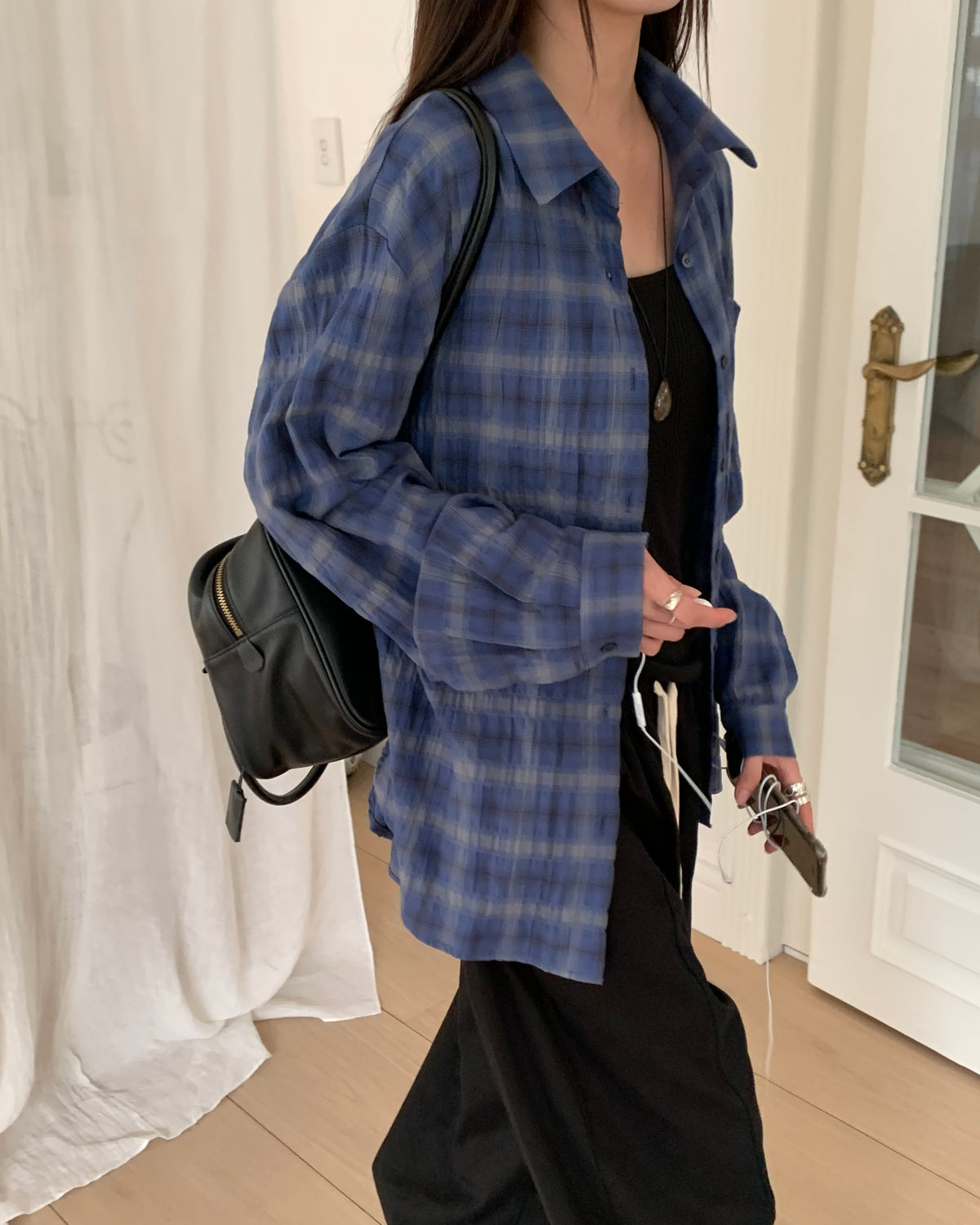 Crinkle Plaid Shirt