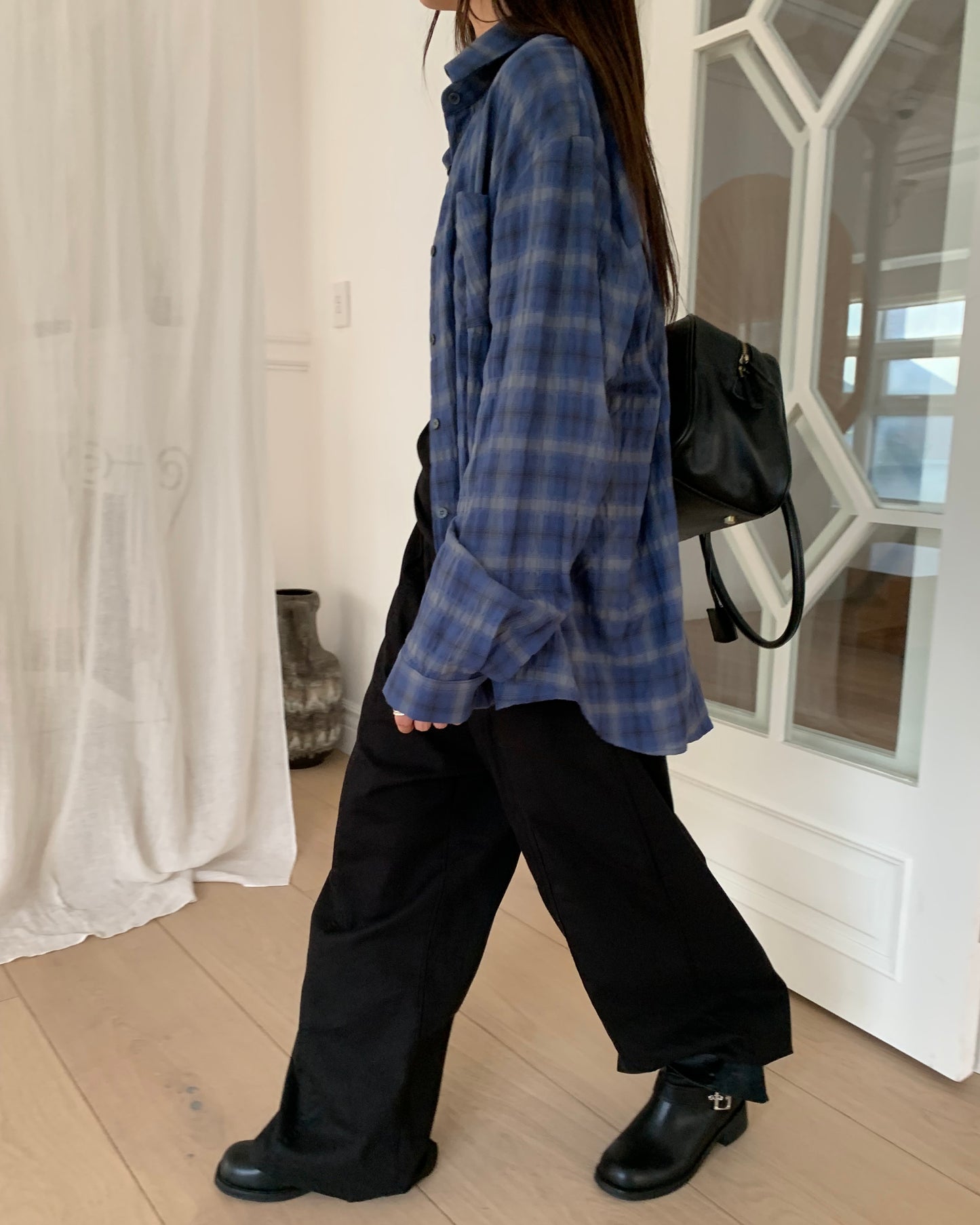 Crinkle Plaid Shirt
