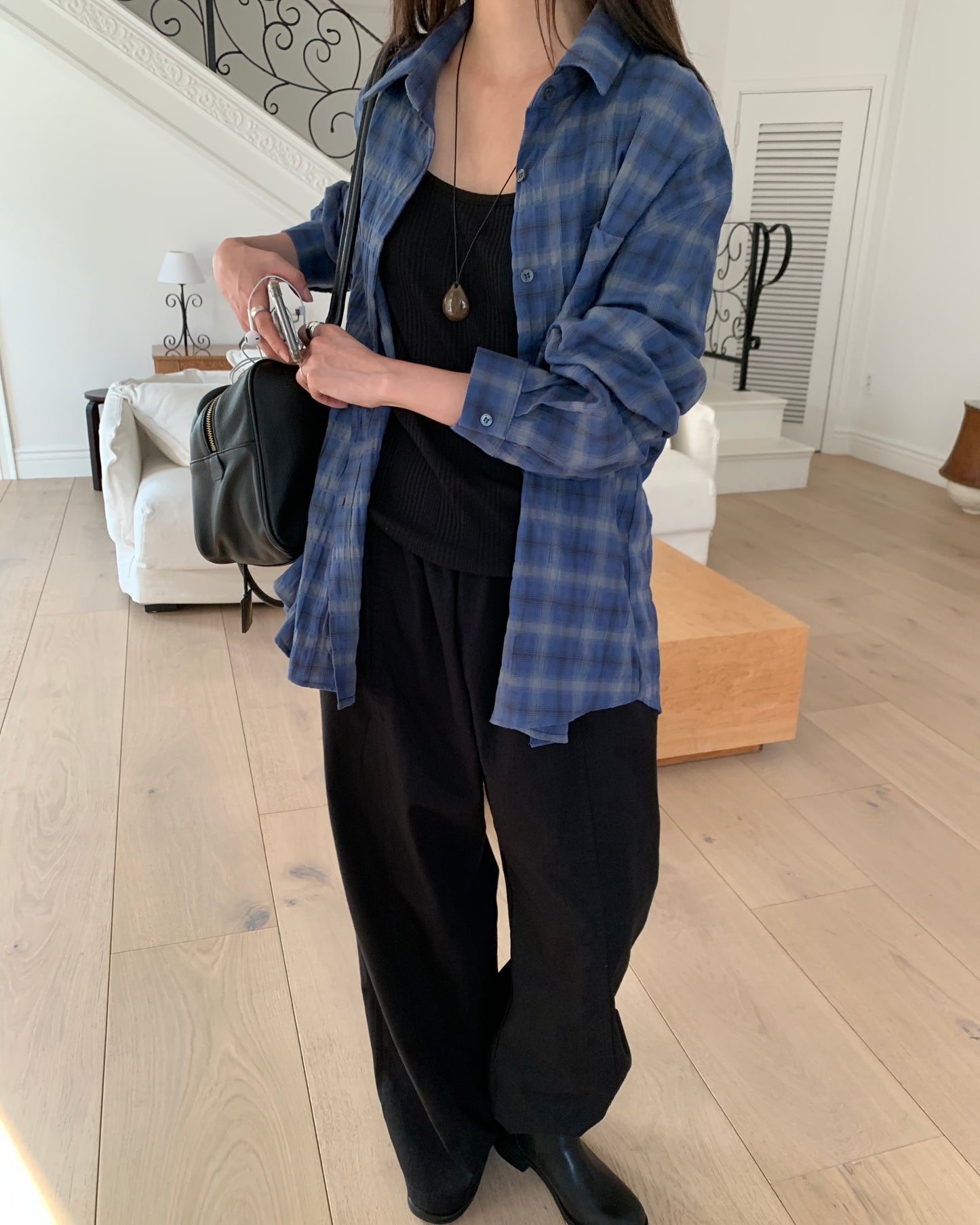 Crinkle Plaid Shirt