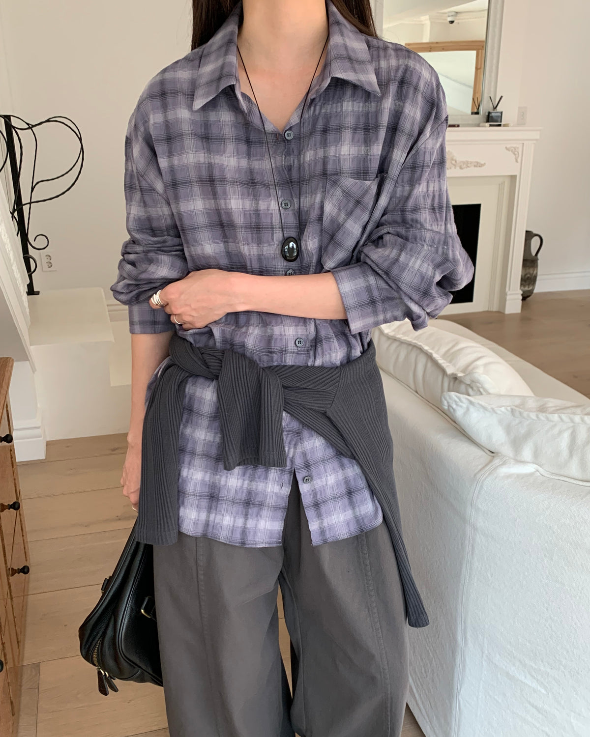 Crinkle Plaid Shirt