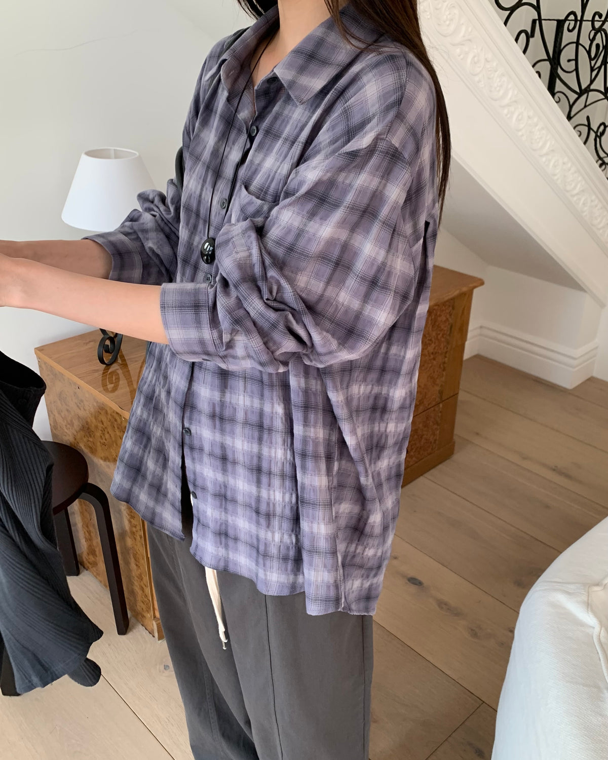 Crinkle Plaid Shirt