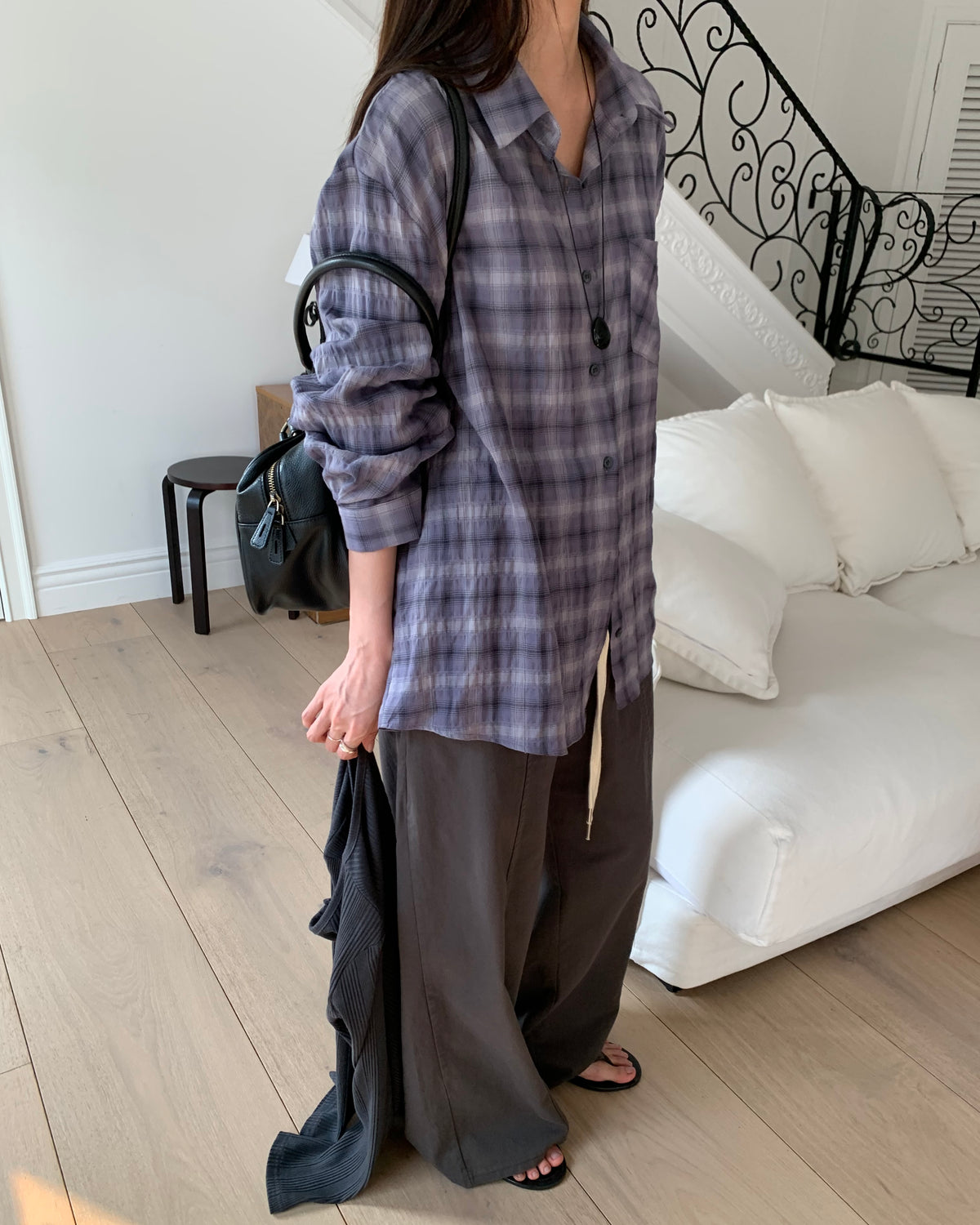 Crinkle Plaid Shirt