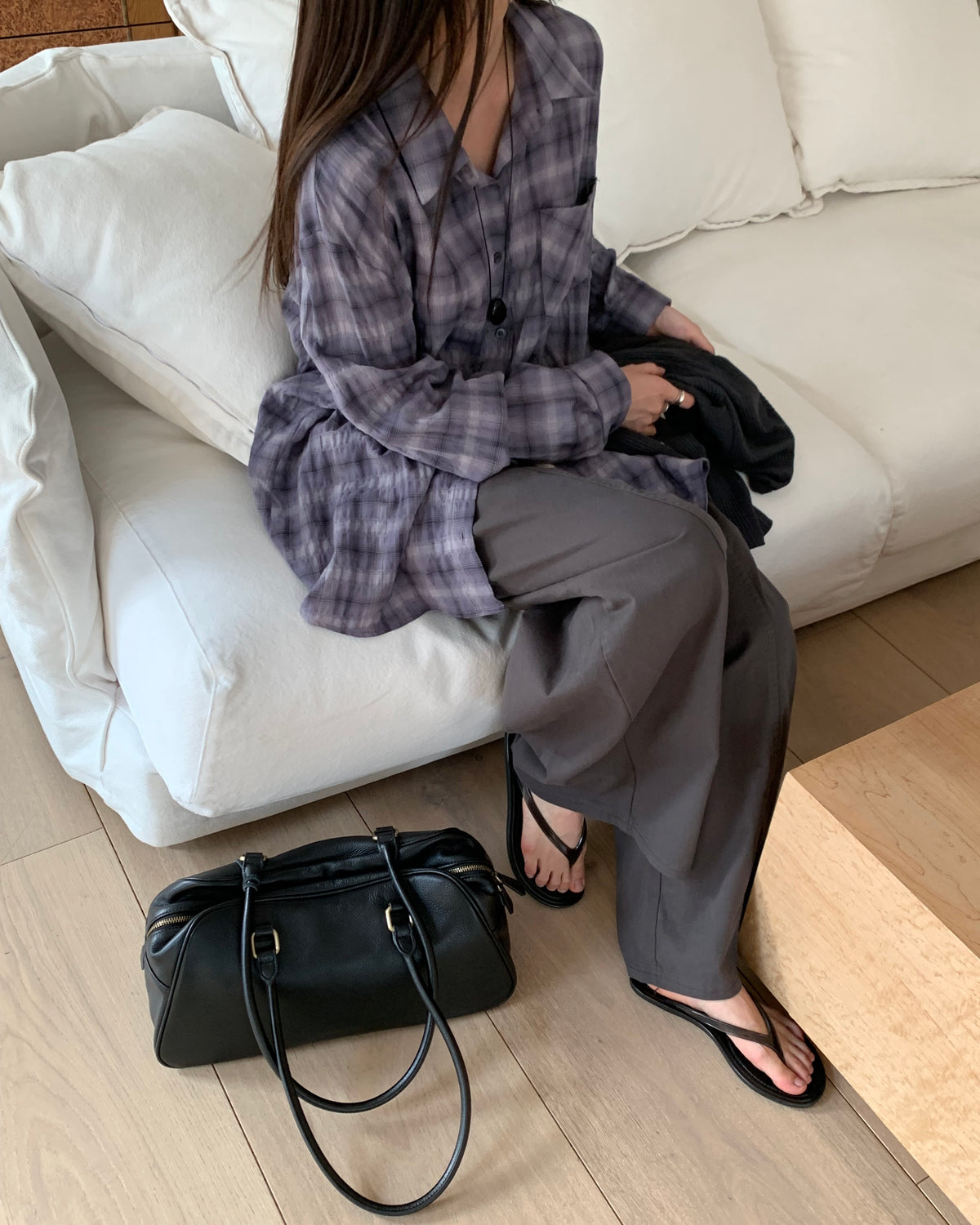 Crinkle Plaid Shirt