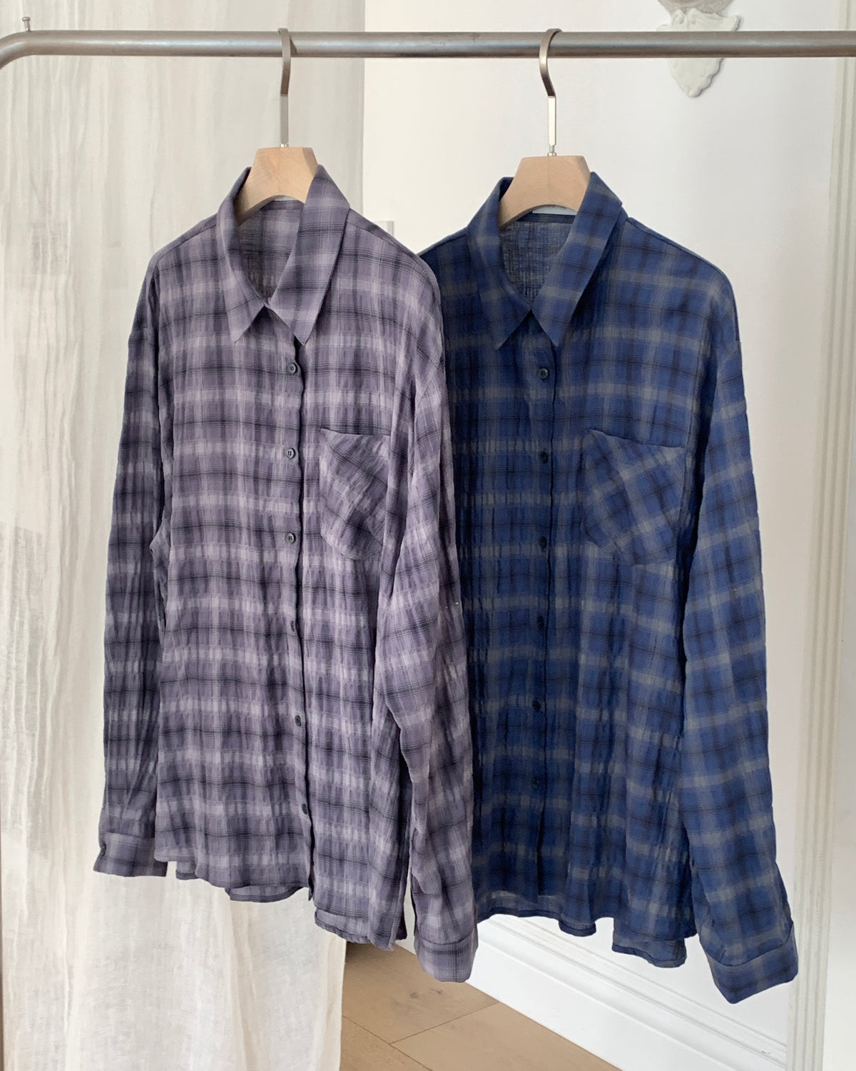 Crinkle Plaid Shirt