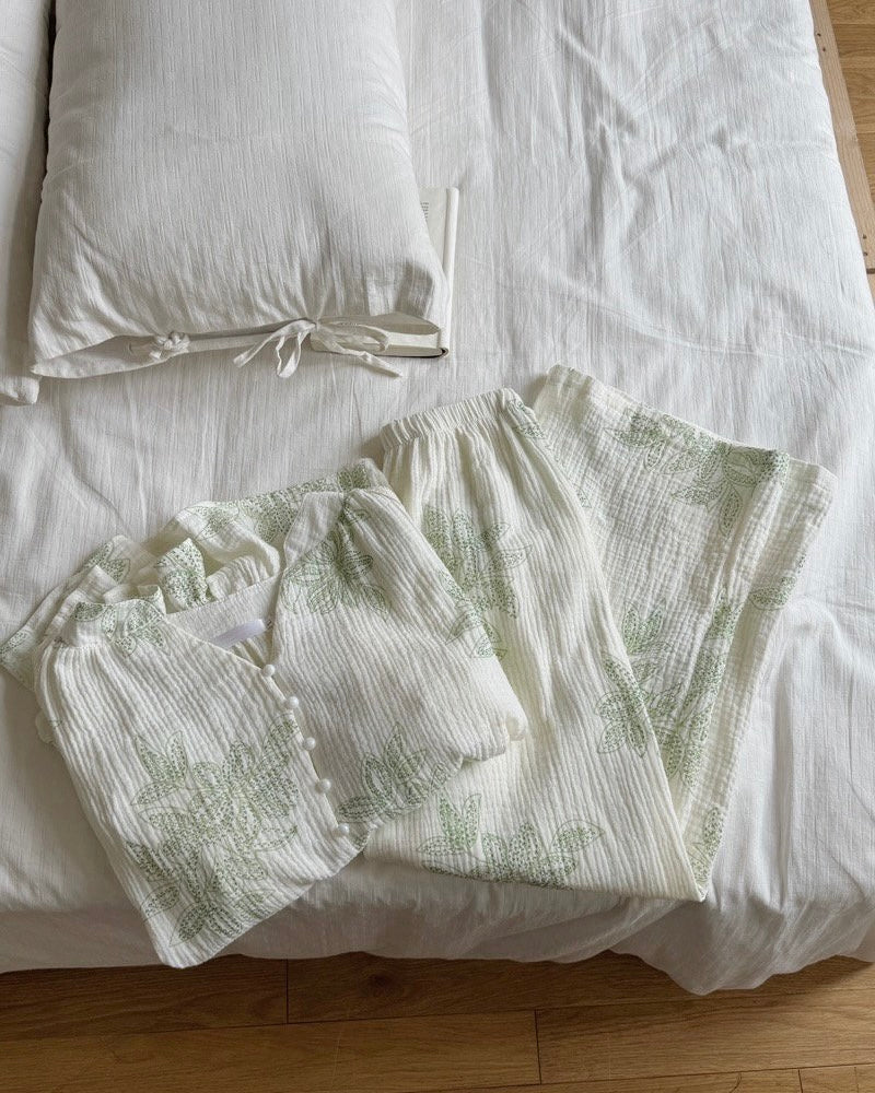 Botanical Leaf Pajama Set