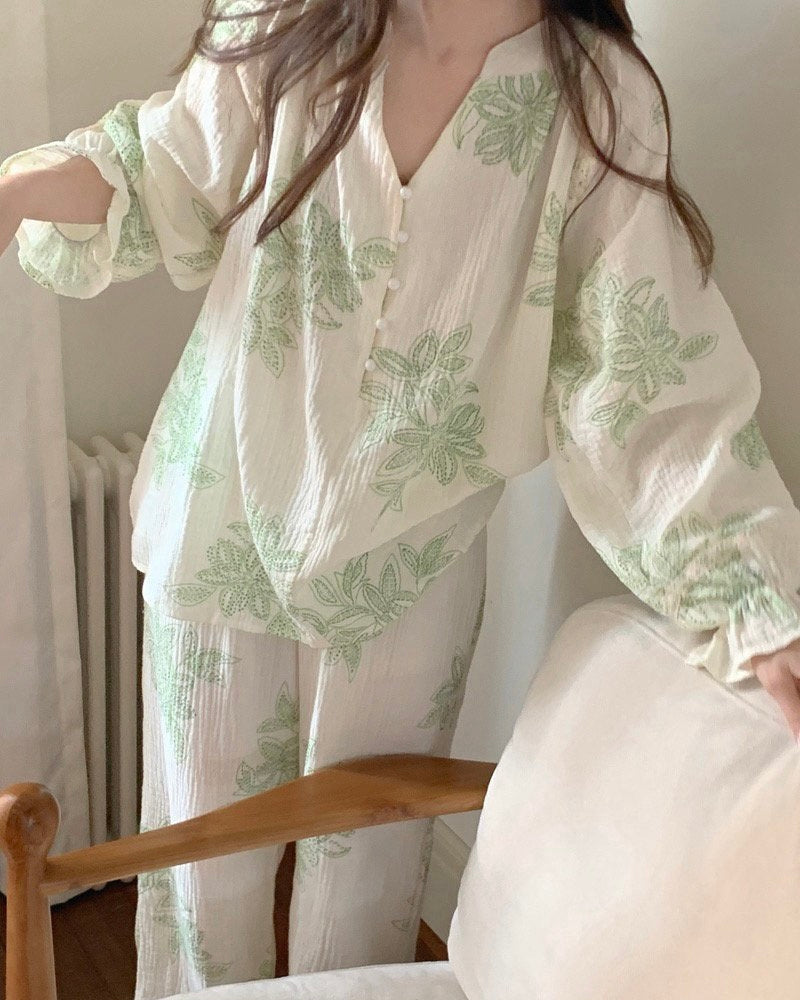 Botanical Leaf Pajama Set