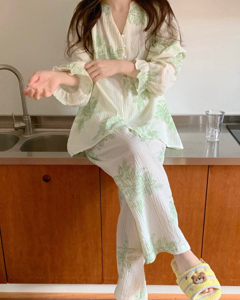 Botanical Leaf Pajama Set