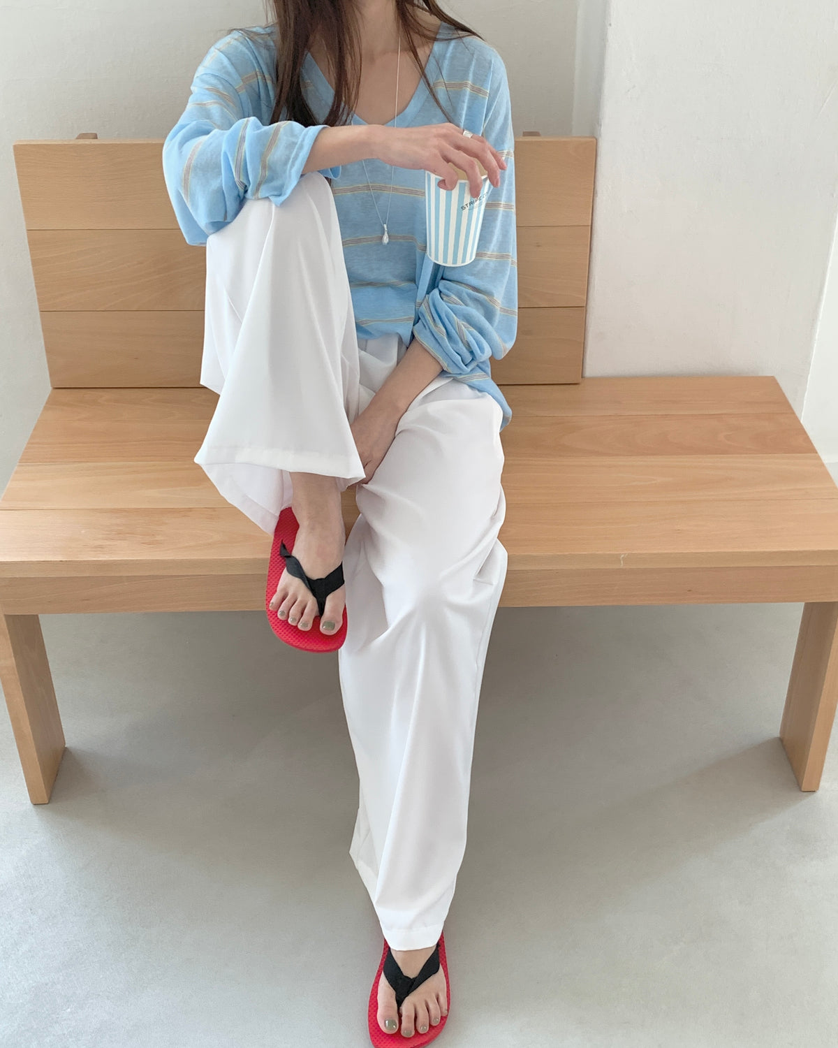 Easy Stripe Oversized V-Top