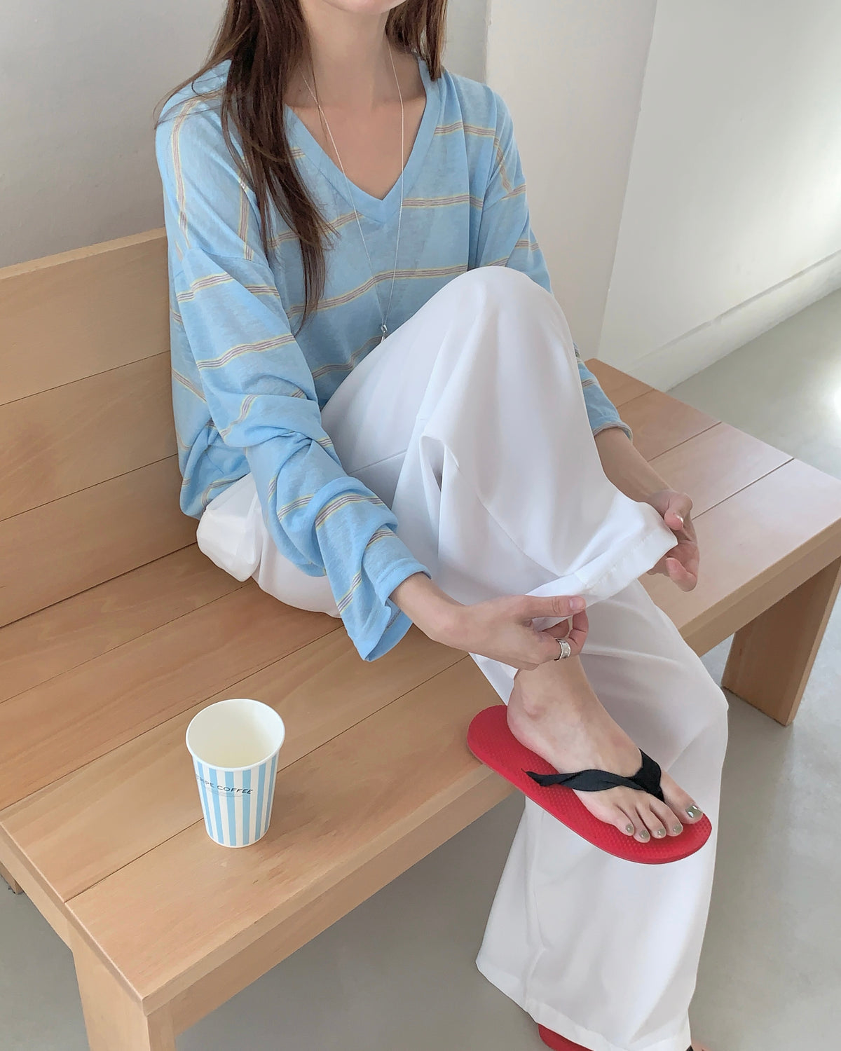 Easy Stripe Oversized V-Top