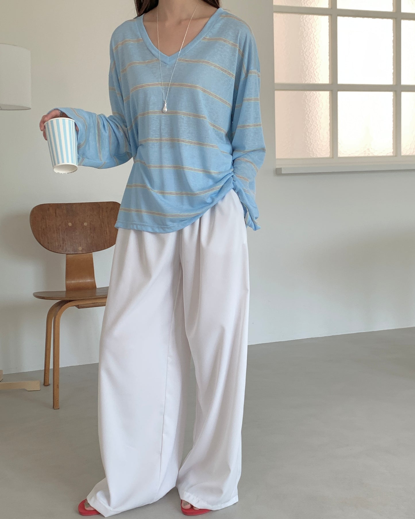 Easy Stripe Oversized V-Top