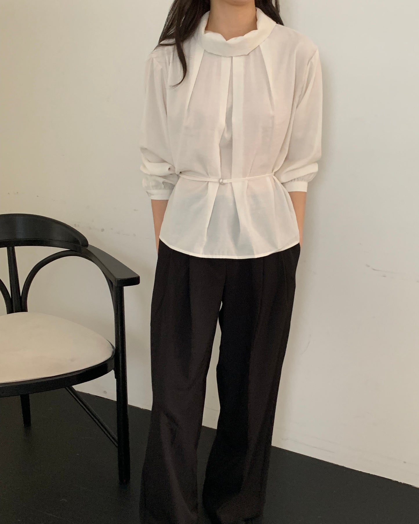 Shimmer Belted Cowl Blouse