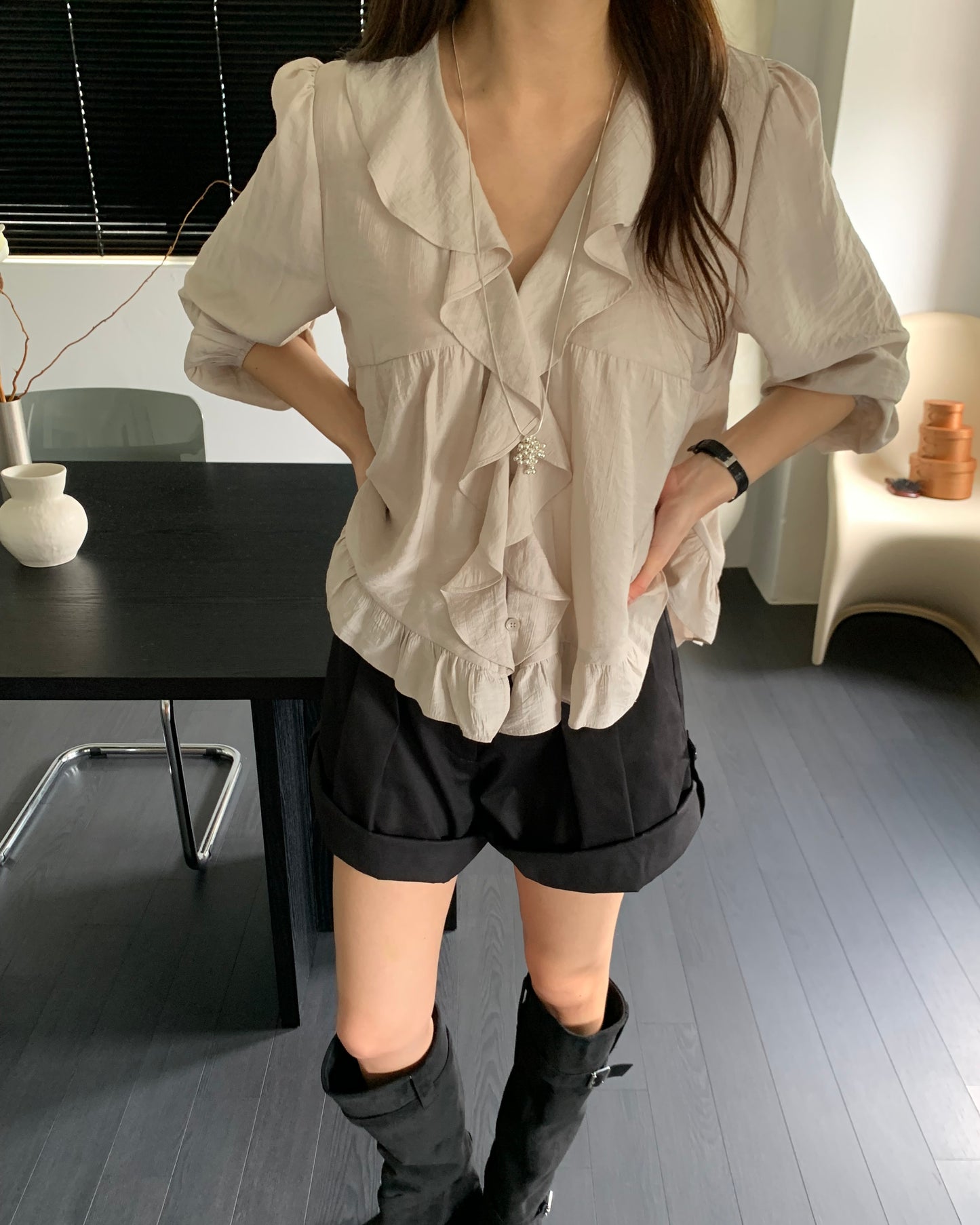 Cascade Ruffle Blouse